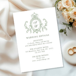 Viktorianische Verzierte Blumenblätter Grüne Hochz Begleitkarte