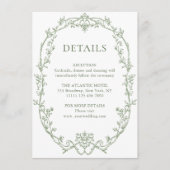 Viktorianische Verzierte Blumenblätter Grüne Hochz Begleitkarte (Vorderseite)