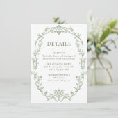 Viktorianische Verzierte Blumenblätter Grüne Hochz Begleitkarte (Stehend Vorderseite)
