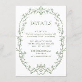 Viktorianische Verzierte Blumenblätter Grüne Hochz Begleitkarte