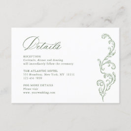 Viktorianische Verzierte Blumenblätter Grüne Hochz Begleitkarte