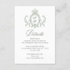 Viktorianische Verzierte Blumenblätter Grüne Hochz Begleitkarte