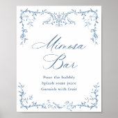 Viktorianische Verzierte Blumendusty Blue Mimosa B Poster (Vorne)