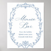 Viktorianische Verzierte Blumendusty Blue Mimosa B Poster (Vorne)