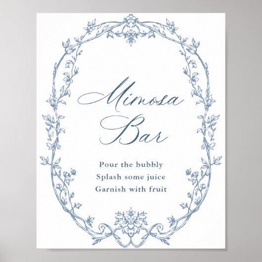 Viktorianische Verzierte Blumendusty Blue Mimosa B Poster (Vorne)