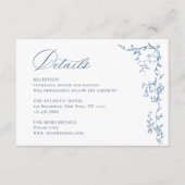 Viktorianische Verzierte Blumendusty Blue Wedding  Begleitkarte (Vorderseite)