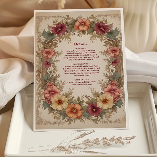 Viktorianische Verzierte Blumenzellenhochzeit Begleitkarte