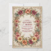 Viktorianische Verzierte Blumenzellenhochzeit Einladung (Vorderseite)