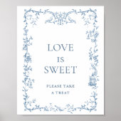 Viktorianische Verzierte Dusty Blue Floral Liebe i Poster (Vorne)