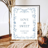 Viktorianische Verzierte Dusty Blue Floral Liebe i Poster