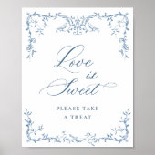 Viktorianische Verzierte Dusty Blue Floral Liebe i Poster (Vorne)