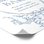 Viktorianische Verzierte Dusty Blue Floral Mimosa Poster (Ecke)