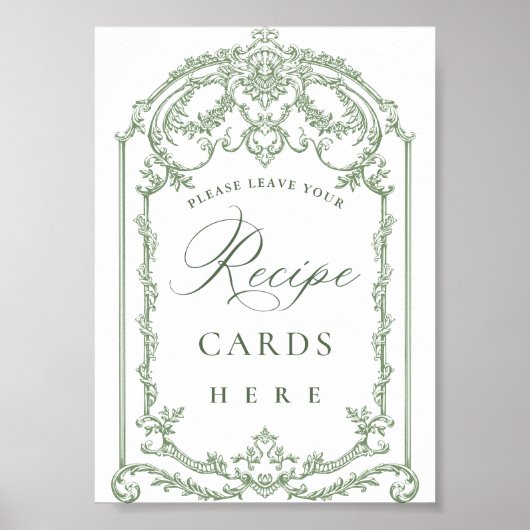 Viktorianische Verzierte Grace Blumengrün Rezeptio Poster (Vorne)