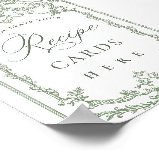 Viktorianische Verzierte Grace Blumengrün Rezeptio Poster (Ecke)