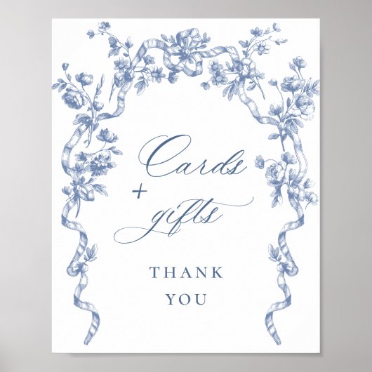 Viktorianische Verzierte Grace Dusty Blue Cards un Poster (Vorne)