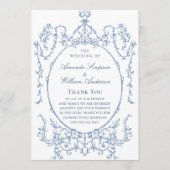 Viktorianische Verzierte Grace Dusty Blue Hochzeit Programm (Vorderseite)
