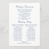 Viktorianische Verzierte Grace Dusty Blue Hochzeit Programm (Rückseite)