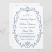 Viktorianische Verzierte Grace Dusty Blue Hochzeit Programm (Vorne/Hinten)