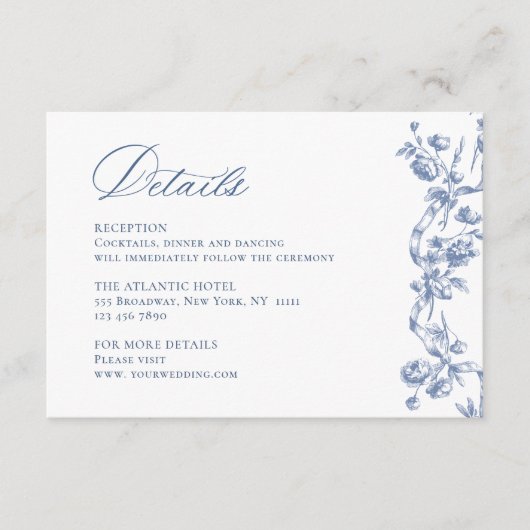 Viktorianische Verzierte Grace Dusty Blue Wedding Begleitkarte (Vorderseite)