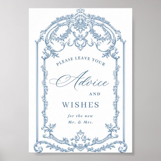 Viktorianische Verzierte Grace Floral Blue Beratun Poster (Vorne)