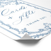 Viktorianische Verzierte Grace Floral Blue Cards u Poster (Ecke)