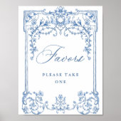 Viktorianische Verzierte Grace Floral Blue Favorit Poster (Vorne)