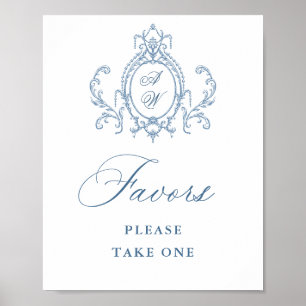 Viktorianische Verzierte Grace Floral Blue Favorit Poster