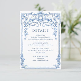 Viktorianische Verzierte Grace Floral Blue Hochzei Begleitkarte