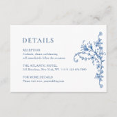 Viktorianische Verzierte Grace Floral Blue Hochzei Begleitkarte (Vorderseite)