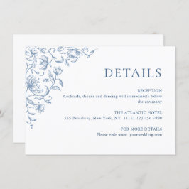 Viktorianische Verzierte Grace Floral Blue Hochzei Begleitkarte