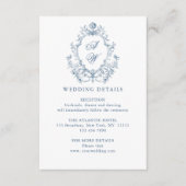 Viktorianische Verzierte Grace Floral Blue Hochzei Begleitkarte (Vorderseite)