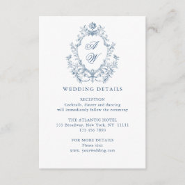 Viktorianische Verzierte Grace Floral Blue Hochzei Begleitkarte