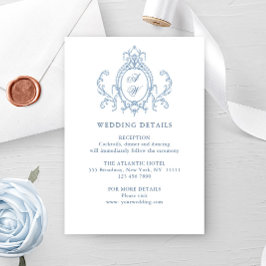 Viktorianische Verzierte Grace Floral Blue Hochzei Begleitkarte