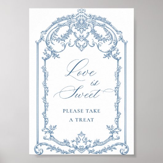 Viktorianische Verzierte Grace Floral Blue Liebe i Poster (Vorne)