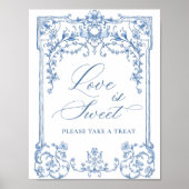 Viktorianische Verzierte Grace Floral Blue Liebe i Poster (Vorne)
