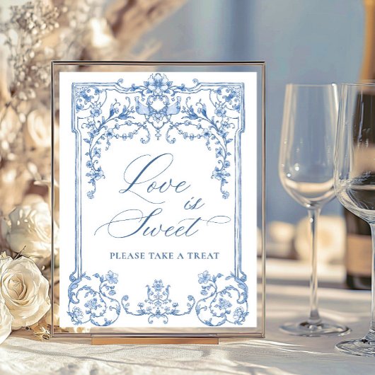 Viktorianische Verzierte Grace Floral Blue Liebe i Poster