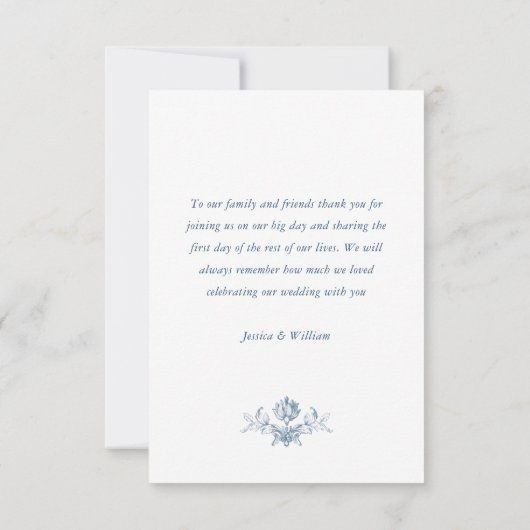 Viktorianische Verzierte Grace Floral Dusty Blue W Dankeskarte (Rückseite)