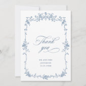 Viktorianische Verzierte Grace Floral Dusty Blue W Dankeskarte (Vorderseite)