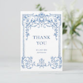 Viktorianische Verzierte Grace Floral Dusty Blue W Dankeskarte (Stehend Vorderseite)