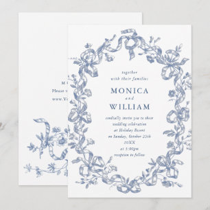 Viktorianische Verzierte Grace Floral Dusty Blue W Einladung