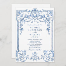 Viktorianische Verzierte Grace Floral Dusty Blue W