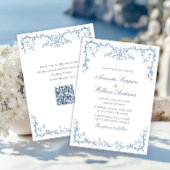 Viktorianische Verzierte Grace Floral Dusty Blue W Einladung