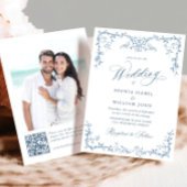 Viktorianische Verzierte Grace Floral Dusty Blue W Einladung