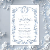 Viktorianische Verzierte Grace Floral Dusty Blue W Einladung