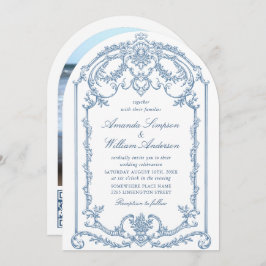 Viktorianische Verzierte Grace Floral Dusty Blue W Einladung