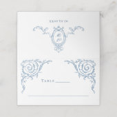 Viktorianische Verzierte Grace Floral Dusty Blue W Platzkarte (Außenseite Aufgefaltet)