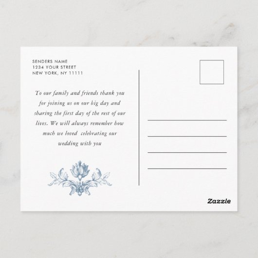 Viktorianische Verzierte Grace Floral Dusty Blue W Postkarte (Rückseite)