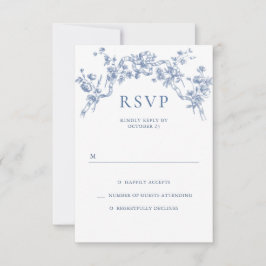 Viktorianische Verzierte Grace Floral Dusty Blue W RSVP Karte