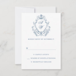 Viktorianische Verzierte Grace Floral Dusty Blue W RSVP Karte