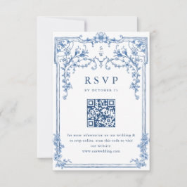 Viktorianische Verzierte Grace Floral Dusty Blue W RSVP Karte